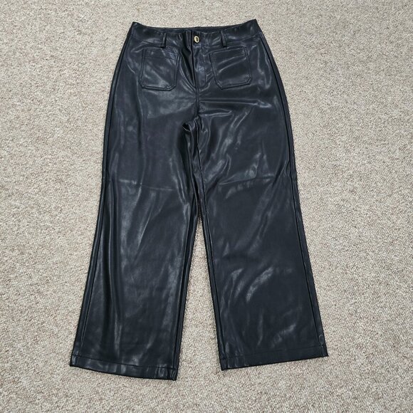 Marc New York Andrew Marc Pants - NEW Marc New York Black Faux Leather Wide Leg Pants Size 10